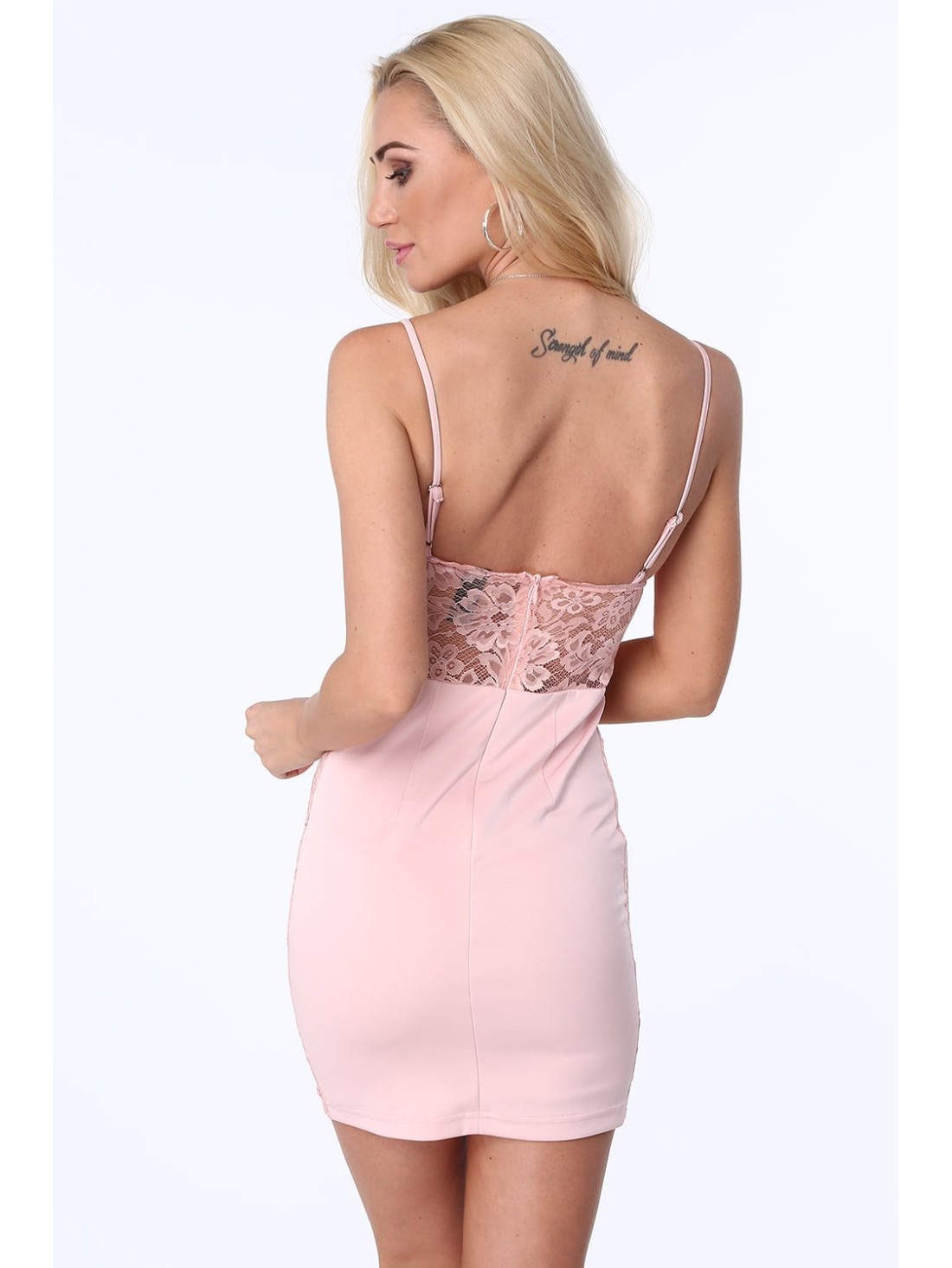 Hellrosa Kleid mit Spitze ZZ317 – Online-Shop – Boutique